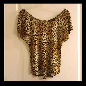 Annabelle Black & Brown Leopard Top S EUC